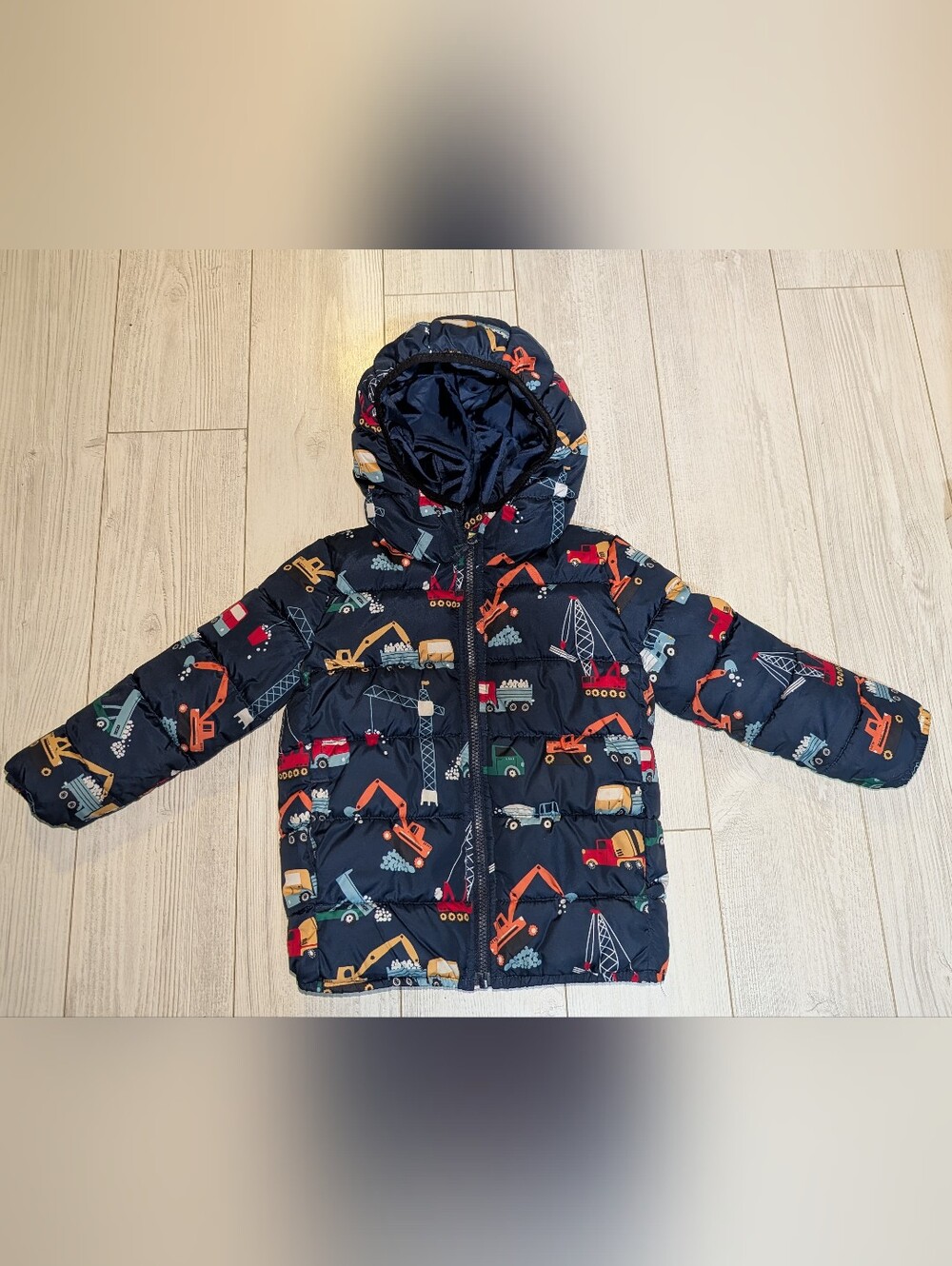 The Children's Place Navy Puffer with Construction Print